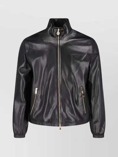 Versace Jacket High Collar Elastic Cuffs In Black