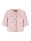 Versace Tweed Short-sleeved Cardigan Jacket In Nude & Neutrals