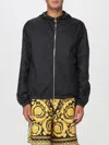 Versace Nylon Jacket With Hood And Elastic Cuffs In Black