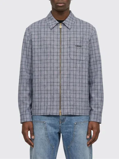 VERSACE VERSACE WOOL FLANNEL OVERSHIRT WITH CHECK PATTERN