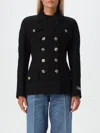 Versace Black Crepe Double-breasted Jacket In Schwarz