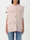Versace Button-up Frayed Tweed Waistcoat In Pink