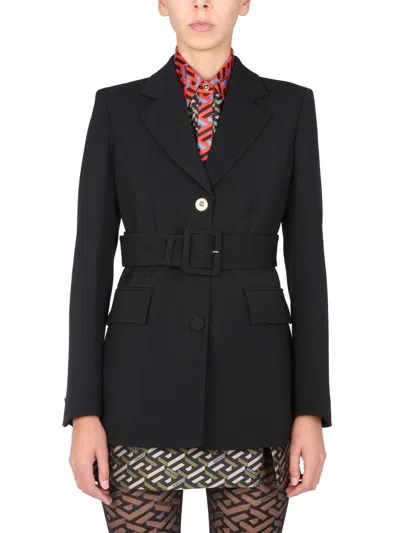 Versace Jacket With Medusa Button In Black