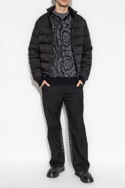 Versace Jacket With Standing Collar In Black