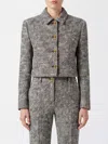 Versace Wool Boucle Jacket Contrast Buttons Cropped In Gray