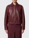 Versace Leather Jackets In Burgundy