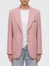 Versace Check Blazer Jacket Buttoned Cuffs Notch Lapel In Pink