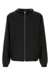Versace Nylon Jacket With Hood And Elastic Cuffs In Black