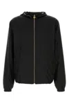 Versace Nylon Jacket With Hood And Elastic Cuffs In Black