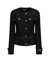 Versace Lurex Tweed Jacket In Black