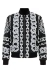 Versace Reversible Padded Printed Shell Bomber Jacket In Black