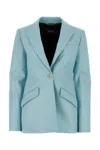 Versace Leather Single Breast Jacket In Blue