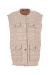 Versace Button-up Frayed Tweed Waistcoat In Checked
