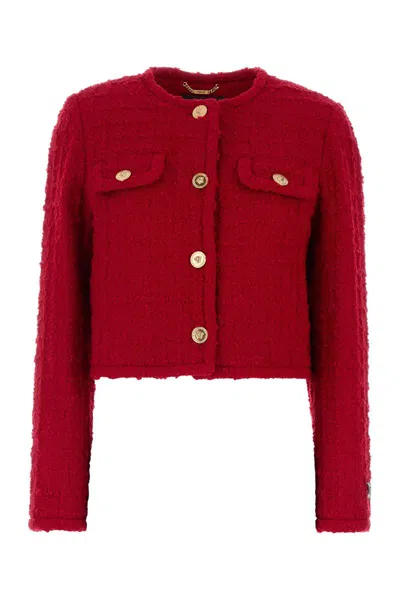 Versace Informal Jacket Responsible Heritage Textured Twee In Rblipstickred