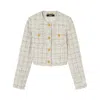 Versace Tweed Cardigan Jacket In Beige
