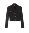Versace Single-breasted Stretch Crepe Crop Informal Jacket In Black