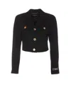 Versace Single-breasted Stretch Crepe Crop Informal Jacket In Black