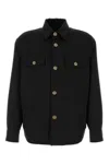 Versace Gabardine Shirt With Chest Pockets And Cuffed Sleeves In Black