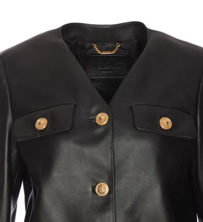 Versace Leather Jacket In Black