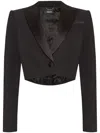Versace Lapels Tailored Blazer Satin In Black