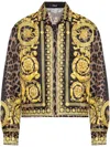 Versace Collar Straight Hem Leopard Print Blazer In Chestnut/gold