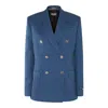 Versace Blue Cotton Blend Blazer In Navy