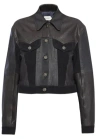 Versace Structured Leather Jacket With Suede Inserts In Black