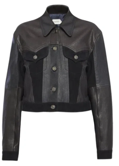Versace Slimfit Leather Blouson In Black