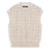 Versace Fancy Metallic Tweed Vest In Pink