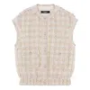 Versace Fancy Metallic Tweed Vest In Pink
