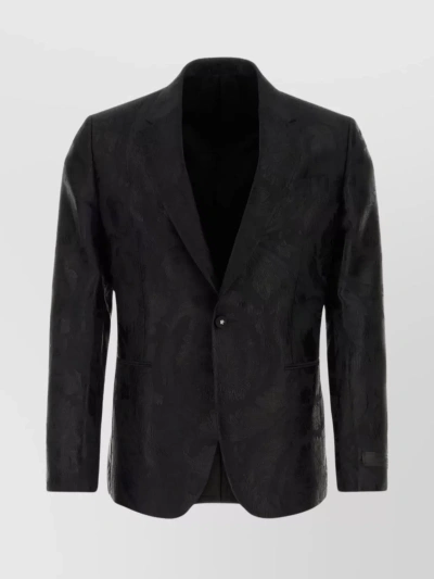 VERSACE JACQUARD BLAZER WITH BACK SLIT AND NOTCHED LAPELS