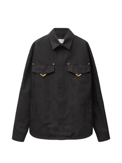 Versace Jacquard Cotton-blend Blouson In Gray