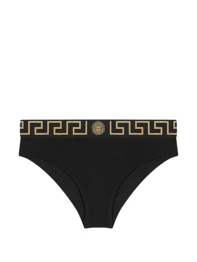 Versace Jacquard Cotton-jersey Briefs In Black