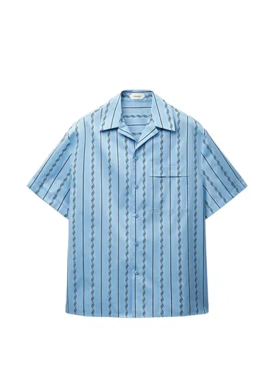 Versace Jacquard Cotton-silk Regular Shirt In Blue