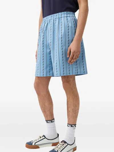 Versace Jacquard Cotton-silk Shorts In Blue