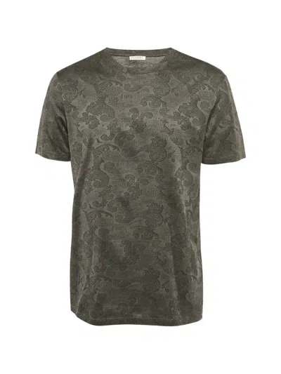 Pre-owned Versace Jacquard Crew-neck T-shirt In Gray