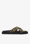 Versace Greca-motif Crossover-strap Sandals In Black