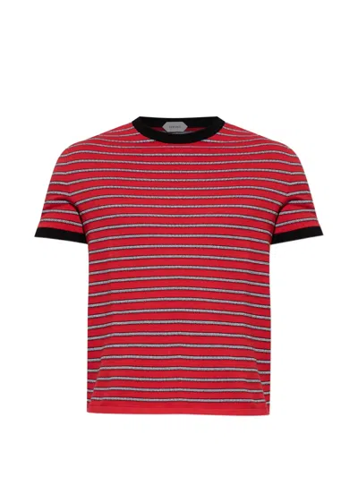 Versace Jacquard Greca-pattern Striped T-shirt In Multi