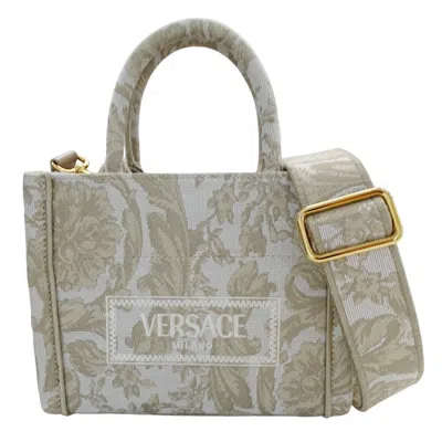 Pre-owned Versace Jacquard Handbag Shoulder Bag () In Sand