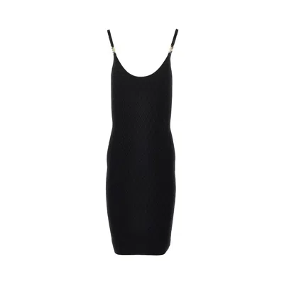 Versace Jacquard Knit Knee-length Dress In Black