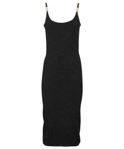 Versace Jacquard Knit Midi-dress In Black