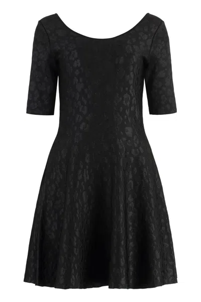Versace Jacquard Knit Mini-dress In Black
