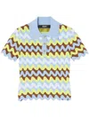 Versace Patterned Jacquard Knit Polo Sweater In Blue