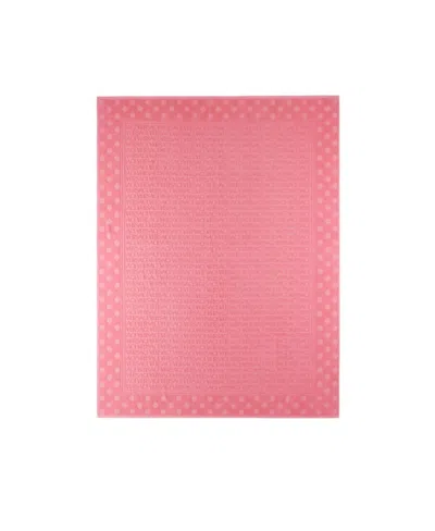 Versace Jacquard Logo And Wave Spot Pattern Bath Towel In Pink