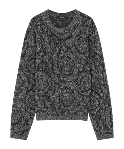 VERSACE VERSACE BAROCCO JACQUARD CREWNECK TWEED JUMPER