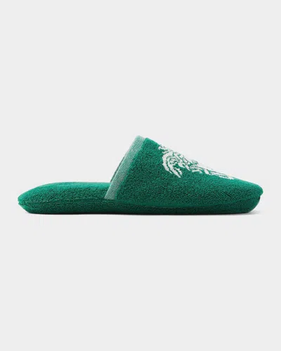 Versace Jacquard Medusa Terry Cotton Bath Slippers In Blue