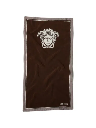Versace Jacquard Medusa Towel In Brown