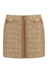 Versace Jacquard Pattern Mini Skirt In Brown