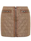 Versace Jacquard Pattern Mini Skirt In Brown+beige