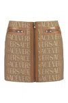 Versace Jacquard Pattern Mini Skirt In Brown